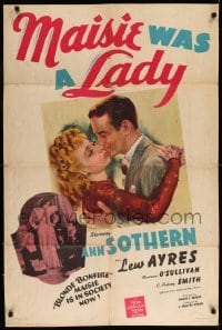 3f554 MAISIE WAS A LADY 1sh '41 blonde bonfire Ann Sothern is in society with Lew Ayres now!