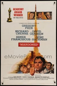 3f571 MAROONED awards 1sh '69 John Sturges, cool different art of astronaut & constellations!