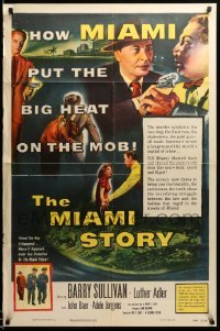 3f583 MIAMI STORY 1sh '54 Barry Sullivan puts the Big Heat on the mob in Florida!