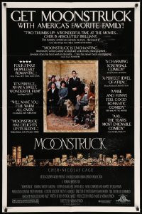 3f601 MOONSTRUCK style C 1sh '87 Nicholas Cage, Olympia Dukakis, Cher, great cast portrait!