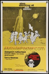 3f604 MOUSE ON THE MOON 1sh '63 cool cartoon art of wacky astronauts on moon!