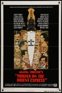 3f610 MURDER ON THE ORIENT EXPRESS 1sh '74 Agatha Christie, great art of cast by Richard Amsel!