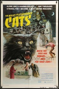 3f634 NIGHT OF A THOUSAND CATS 1sh '74 Anjanette Comer, Zulma Faiad, cool horror art!