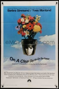 3f660 ON A CLEAR DAY YOU CAN SEE FOREVER 1sh '70 cool image of Barbra Streisand in flower pot!