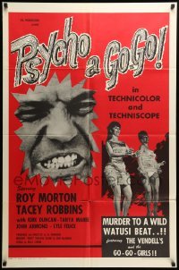 3f721 PSYCHO A GO-GO 1sh '66 Al Adamson's most terrifying psycho of all & those wild go-go girls!