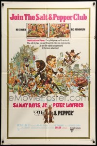 3f754 SALT & PEPPER 1sh '68 great artwork of Sammy Davis & Peter Lawford by Jack Davis!