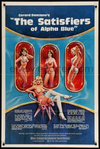 3f758 SATISFIERS OF ALPHA BLUE 1sh '81 Gerard Damiano directed, sexiest sci-fi artwork!