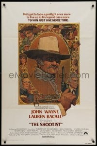 3f781 SHOOTIST 1sh '76 best Richard Amsel artwork of cowboy John Wayne & cast!