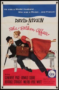 3f787 SILKEN AFFAIR 1sh '56 David Niven is a model husband, sexy Genevieve Page is a French model!