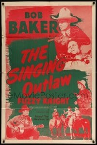 3f791 SINGING OUTLAW 1sh R48 Bob Baker, Joan Barclay, Fuzzy Knight, wonderful western images!