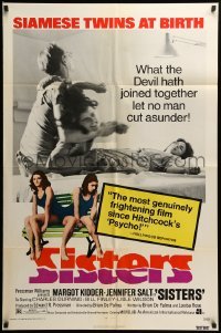 3f794 SISTERS 1sh '73 Brian De Palma, Margot Kidder is a set of conjoined twins!