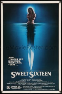 3f863 SWEET SIXTEEN 1sh '82 Bo Hopkins, Susan Strasberg, sexy horror image of knife & nude girl!
