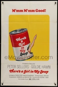 3f880 THERE'S A GIRL IN MY SOUP 1sh '71 Peter Sellers, Goldie Hawn, great Campbell's soup can art!