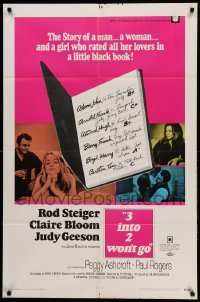 3f890 THREE INTO TWO WON'T GO 1sh '69 Rod Steiger, Claire Bloom, Judy Geeson