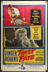 3f928 TWIST OF FATE 1sh '54 Beautiful Stranger, sexy Ginger Rogers has too many men on a string!
