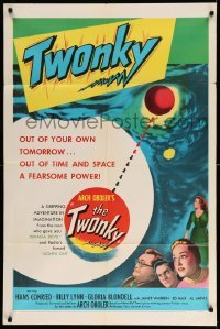 3f931 TWONKY 1sh '53 from Henry Kuttner's prize-winning sci-fi story, wacky possessed TV!