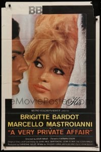 3f940 VERY PRIVATE AFFAIR 1sh '62 Louis Malle's Vie Privee, c/u of sexiest Brigitte Bardot!