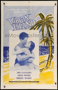 3f942 VIRGIN ISLAND 1sh 1960 John Cassavetes & sexy Virginia Maskell, art of beach!
