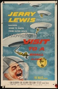 3f944 VISIT TO A SMALL PLANET 1sh '60 wacky alien Jerry Lewis saucers down to Earth from space!