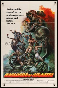 3f951 WARLORDS OF ATLANTIS 1sh '78 really cool fantasy artwork with monsters by Joseph Smith!