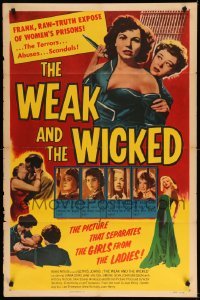 3f958 WEAK & THE WICKED 1sh '54 bad girl Diana Dors, strips bare raw facts of women in prison