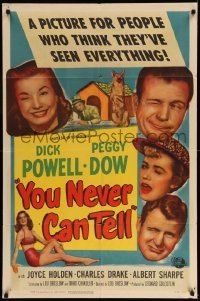 3f992 YOU NEVER CAN TELL 1sh '51 Dick Powell is a reincarnated dog who inherited a fortune!
