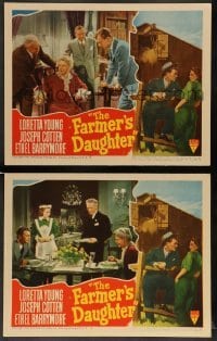 3g895 FARMER'S DAUGHTER 2 LCs '47 pretty Loretta Young, Joseph Cotten, Ethel Barrymore!