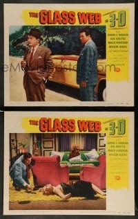 3g899 GLASS WEB 2 3D LCs '53 Edward G. Robinson, John Forsythe, sexy bad girl Kathleen Hughes!