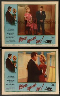 3g947 PLEASE MURDER ME 2 LCs '56 Godfrey, great images of Angela Lansbury and Raymond Burr!