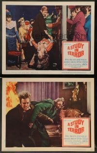 3g973 STUDY IN TERROR 2 LCs '66 Neville as Sherlock Holmes, cool action images!