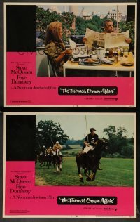 3g979 THOMAS CROWN AFFAIR 2 LCs '68 master thief Steve McQueen with Faye Dunaway + playing polo!