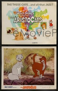 3g016 ARISTOCATS 9 LCs '71 Walt Disney feline jazz musical cartoon, great colorful images!