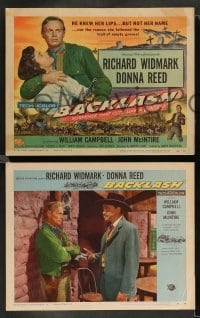 3g046 BACKLASH 8 LCs '56 Richard Widmark knew Donna Reed's lips but not her name!