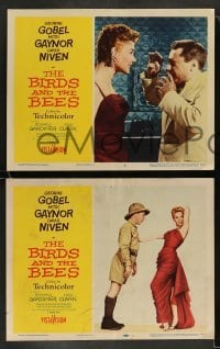 3g056 BIRDS & THE BEES 8 LCs '56 wacky images of George Gobel, Mitzi Gaynor, & David Niven!