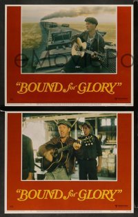 3g066 BOUND FOR GLORY 8 LCs '76 David Carradine as folk singer Woody Guthrie!