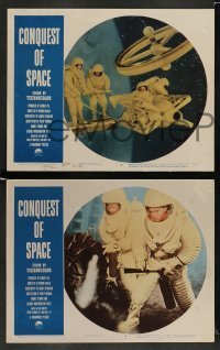 3g096 CONQUEST OF SPACE 8 LCs '55 George Pal sci-fi, great images of astronauts & space!