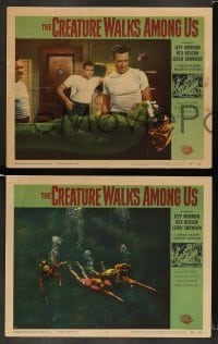 3g779 CREATURE WALKS AMONG US 3 LCs '56 Jeff Morrow, Rex Reason, Snowden, one with the monster!