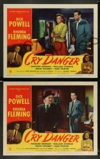 3g113 CRY DANGER 8 LCs '51 Dick Powell, William Conrad & Regis Toomey, Rhonda Fleming!