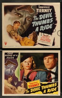3g145 DEVIL THUMBS A RIDE 8 LCs '47 Lawrence Tierney & Betty Lawford in Felix Feist film noir!