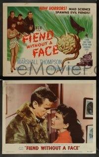 3g193 FIEND WITHOUT A FACE 8 LCs '58 giant brain & girl in towel on tc, mad science spawns evil!