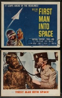 3g194 FIRST MAN INTO SPACE 8 LCs '59 great images of test pilot mutated into gruesome monster +more