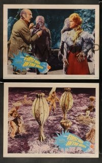 3g633 FIRST MEN IN THE MOON 5 LCs '64 Ray Harryhausen, H.G. Wells, great alien images!