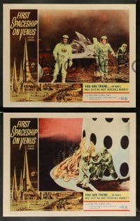 3g195 FIRST SPACESHIP ON VENUS 8 LCs '62 Der Schweigende Stern, cool images from German sci-fi!