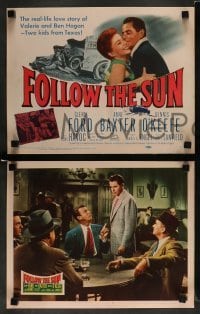 3g206 FOLLOW THE SUN 8 LCs '51 Anne Baxter, June Havoc, Glenn Ford as golfer Ben Hogan!