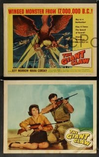 3g230 GIANT CLAW 8 LCs '57 Jeff Morrow, Mara Corday, Fred F. Sears directed, cool sci-fi images!