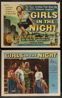 3g235 GIRLS IN THE NIGHT 8 LCs '53 bad girl Joyce Holden, Glenda Farrell & Harvey Lembeck!