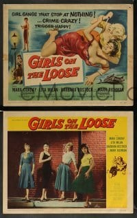 3g236 GIRLS ON THE LOOSE 8 LCs '58 bad girls Mara Corday, Lita Milan, gangs who stop at nothing!