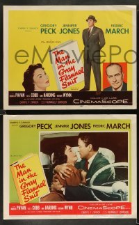 3g349 MAN IN THE GRAY FLANNEL SUIT 8 LCs '56 Gregory Peck with Jennifer Jones & Fredric March!