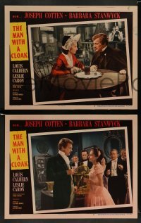 3g651 MAN WITH A CLOAK 5 LCs '51 gorgeous Barbara Stanwyck, Joseph Cotten & pretty Leslie Caron!
