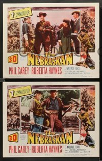 3g369 NEBRASKAN 8 3D LCs '53 Phil Carey & Roberta Haynes, story of the great Indian betrayal!